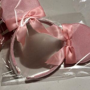 NWT Mouse Pink Satin Velvet Headband